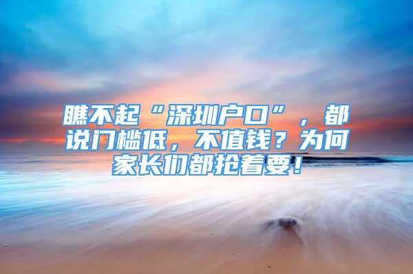 瞧不起“深圳戶口”，都說門檻低，不值錢？為何家長(zhǎng)們都搶著要！