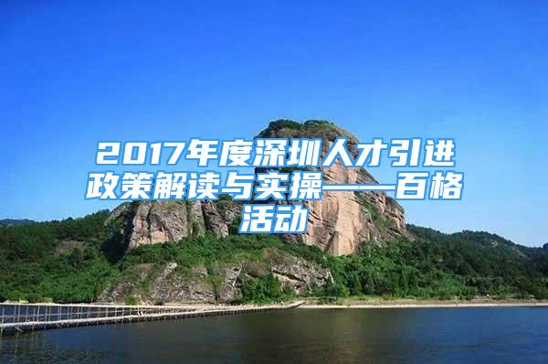 2017年度深圳人才引進(jìn)政策解讀與實(shí)操——百格活動