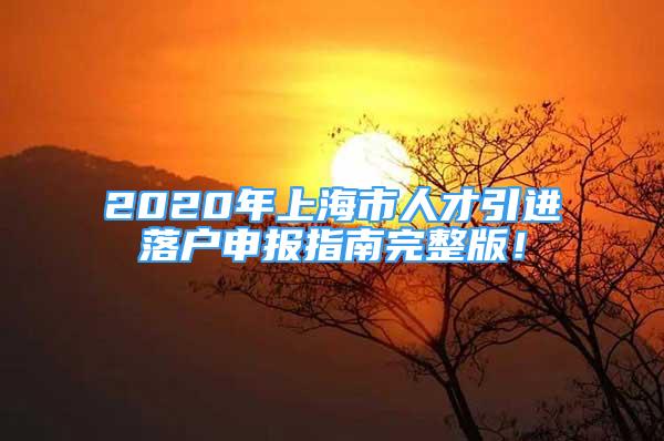 2020年上海市人才引進(jìn)落戶申報(bào)指南完整版！