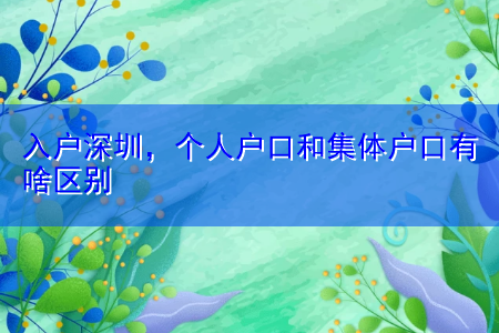 入戶深圳，個(gè)人戶口和集體戶口有啥區(qū)別