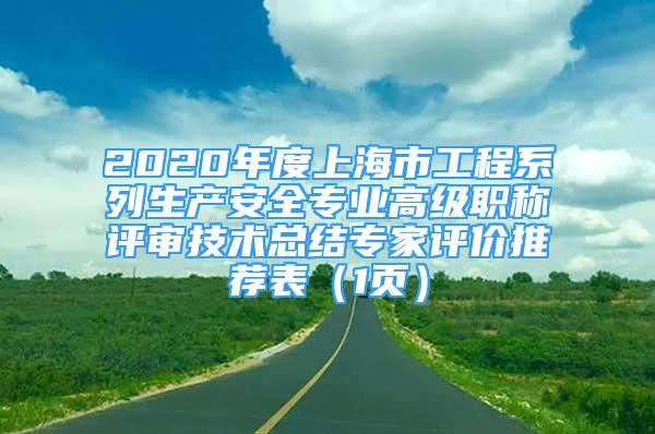 2020年度上海市工程系列生產(chǎn)安全專業(yè)高級(jí)職稱評(píng)審技術(shù)總結(jié)專家評(píng)價(jià)推薦表（1頁）