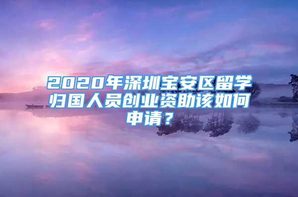 2020年深圳寶安區(qū)留學歸國人員創(chuàng)業(yè)資助該如何申請？