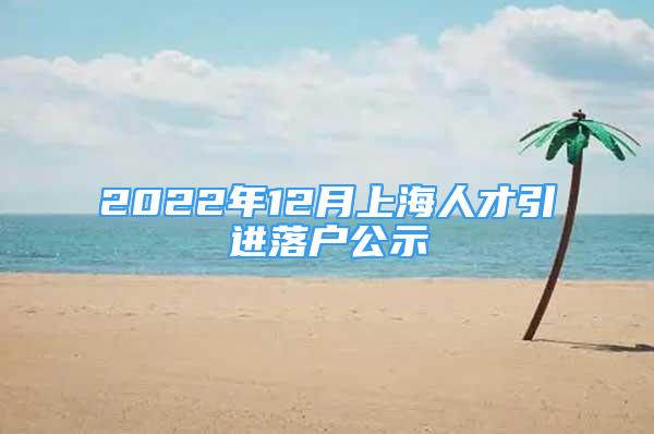 2022年12月上海人才引進落戶公示