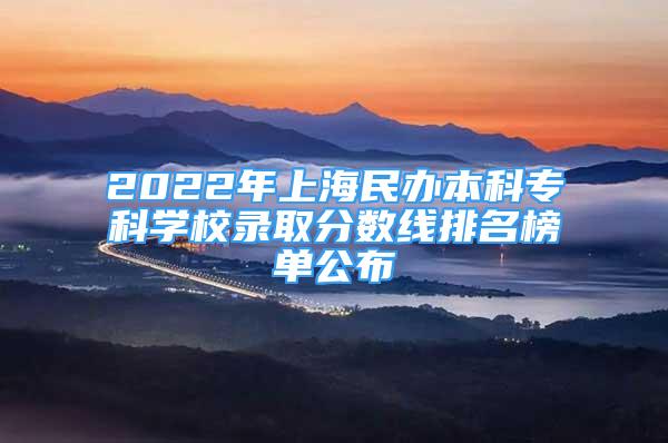 2022年上海民辦本科專科學校錄取分數(shù)線排名榜單公布