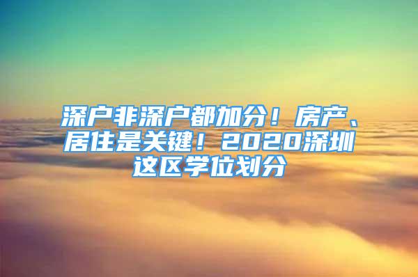 深戶非深戶都加分！房產(chǎn)、居住是關(guān)鍵！2020深圳這區(qū)學(xué)位劃分