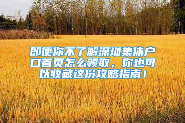 即便你不了解深圳集體戶口首頁怎么領(lǐng)取，你也可以收藏這份攻略指南！