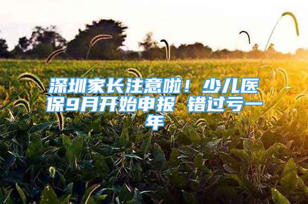 深圳家長注意啦！少兒醫(yī)保9月開始申報 錯過虧一年