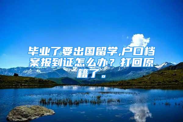 畢業(yè)了要出國留學(xué),戶口檔案報(bào)到證怎么辦？打回原籍了。