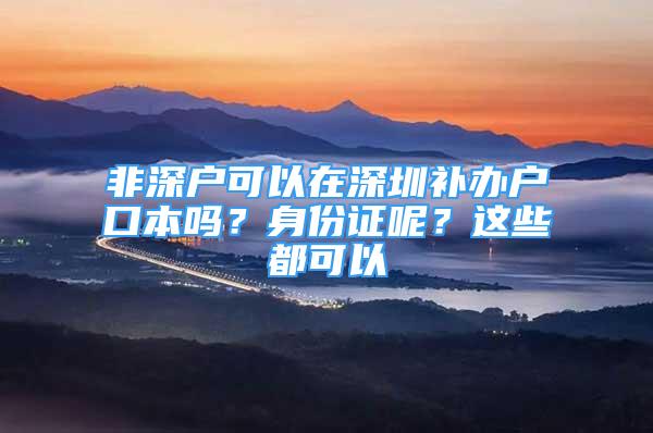 非深戶可以在深圳補(bǔ)辦戶口本嗎？身份證呢？這些都可以