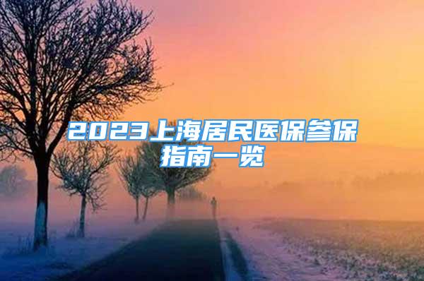 2023上海居民醫(yī)保參保指南一覽