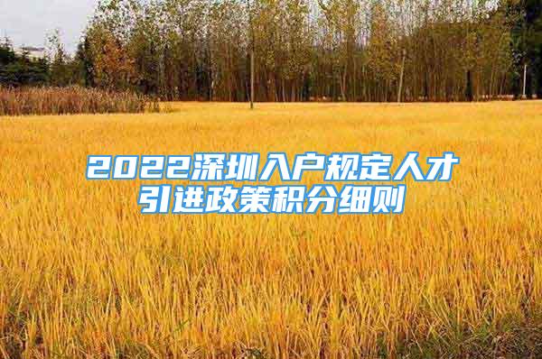 2022深圳入戶規(guī)定人才引進政策積分細(xì)則