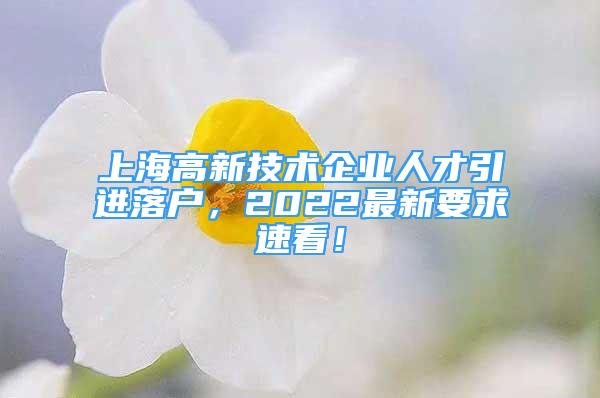 上海高新技術(shù)企業(yè)人才引進(jìn)落戶，2022最新要求速看！