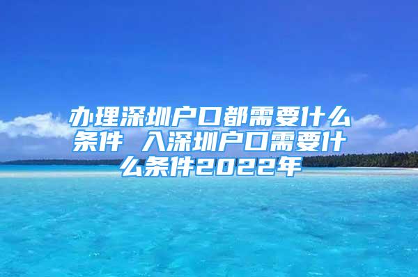 辦理深圳戶口都需要什么條件 入深圳戶口需要什么條件2022年