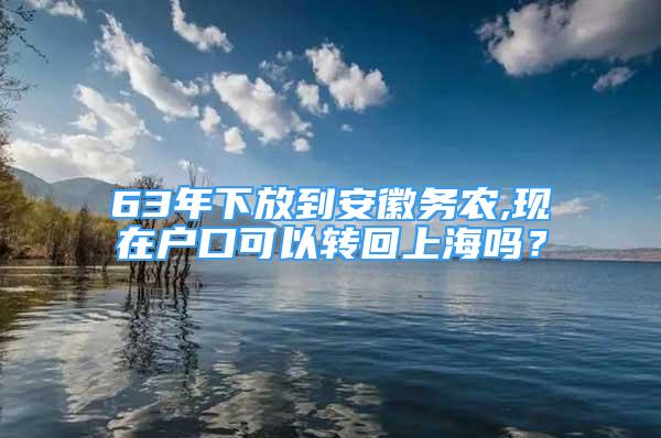 63年下放到安徽務(wù)農(nóng),現(xiàn)在戶口可以轉(zhuǎn)回上海嗎？