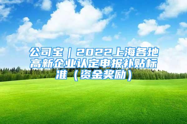 公司寶｜2022上海各地高新企業(yè)認(rèn)定申報(bào)補(bǔ)貼標(biāo)準(zhǔn)（資金獎(jiǎng)勵(lì)）