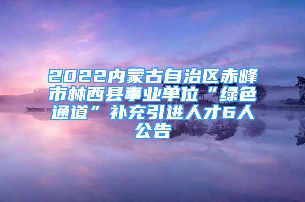 2022內(nèi)蒙古自治區(qū)赤峰市林西縣事業(yè)單位“綠色通道”補(bǔ)充引進(jìn)人才6人公告