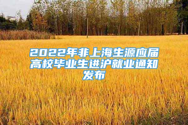 2022年非上海生源應(yīng)屆高校畢業(yè)生進滬就業(yè)通知發(fā)布