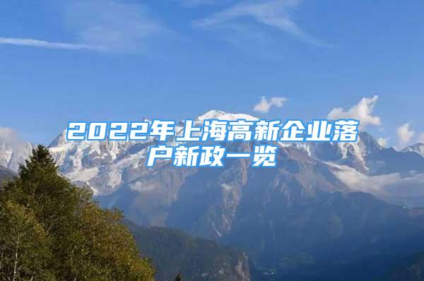 2022年上海高新企業(yè)落戶新政一覽