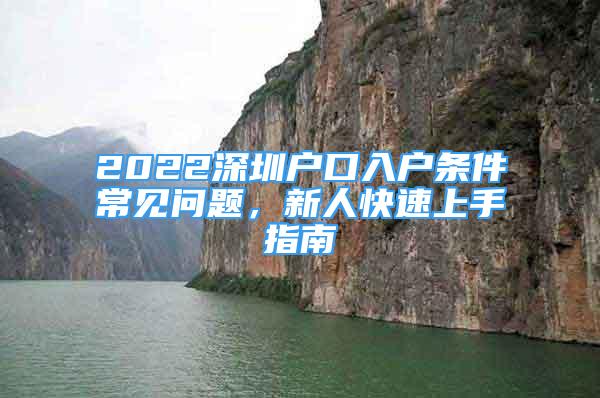 2022深圳戶口入戶條件常見問題，新人快速上手指南