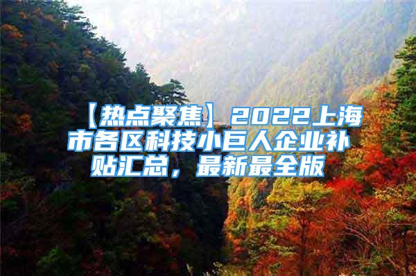 【熱點(diǎn)聚焦】2022上海市各區(qū)科技小巨人企業(yè)補(bǔ)貼匯總，最新最全版