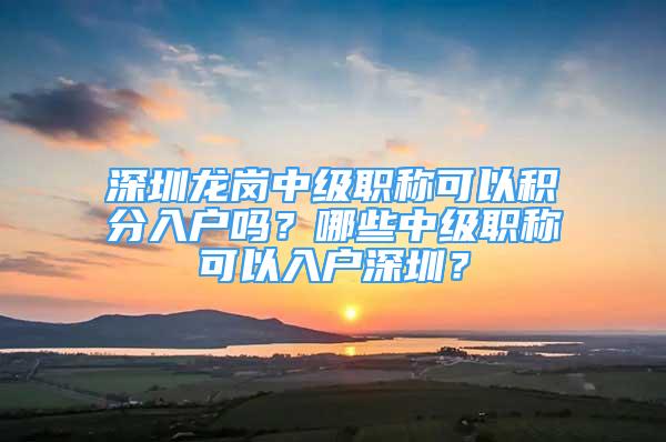 深圳龍崗中級職稱可以積分入戶嗎？哪些中級職稱可以入戶深圳？