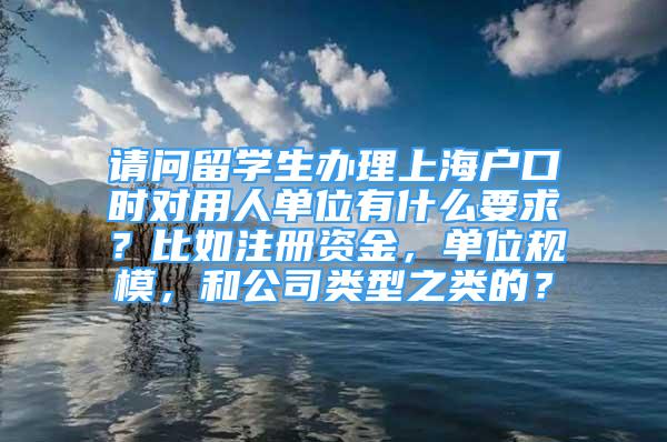 請問留學生辦理上海戶口時對用人單位有什么要求？比如注冊資金，單位規(guī)模，和公司類型之類的？