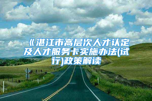 《湛江市高層次人才認定及人才服務(wù)卡實施辦法(試行)政策解讀