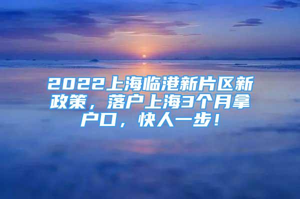 2022上海臨港新片區(qū)新政策，落戶(hù)上海3個(gè)月拿戶(hù)口，快人一步！