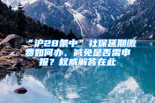 “滬28條中”社保延期繳費(fèi)如何辦、減免是否需申報？權(quán)威解答在此→