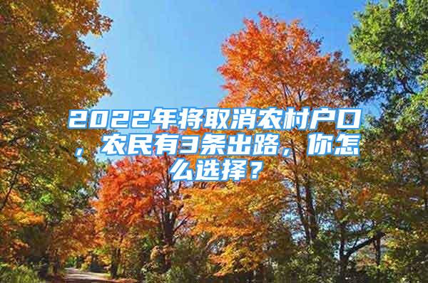 2022年將取消農(nóng)村戶口，農(nóng)民有3條出路，你怎么選擇？