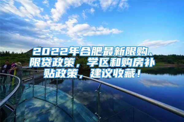 2022年合肥最新限購(gòu)、限貸政策，學(xué)區(qū)和購(gòu)房補(bǔ)貼政策，建議收藏！