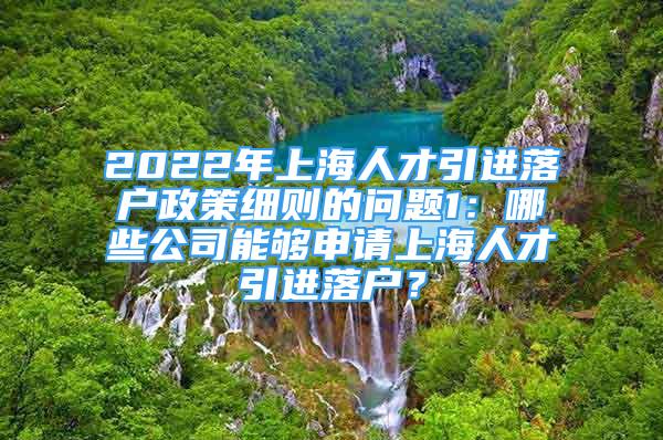 2022年上海人才引進(jìn)落戶政策細(xì)則的問(wèn)題1：哪些公司能夠申請(qǐng)上海人才引進(jìn)落戶？