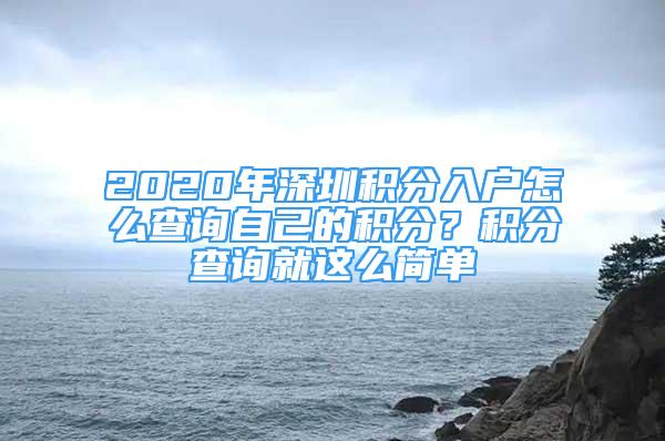 2020年深圳積分入戶怎么查詢自己的積分？積分查詢就這么簡(jiǎn)單