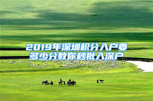 2019年深圳積分入戶要多少分教你秒批入深戶