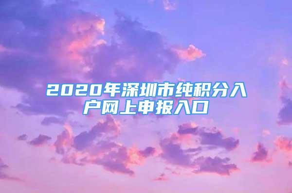 2020年深圳市純積分入戶(hù)網(wǎng)上申報(bào)入口