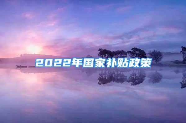 2022年國家補(bǔ)貼政策