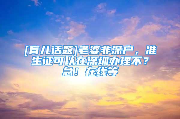 [育兒話題]老婆非深戶，準(zhǔn)生證可以在深圳辦理不？急！在線等