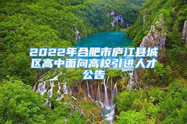 2022年合肥市廬江縣城區(qū)高中面向高校引進人才公告