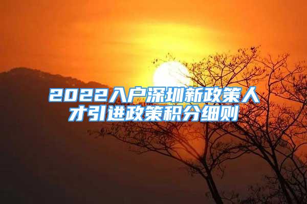 2022入戶深圳新政策人才引進(jìn)政策積分細(xì)則