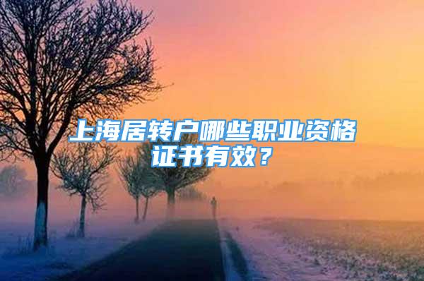 上海居轉(zhuǎn)戶哪些職業(yè)資格證書有效？