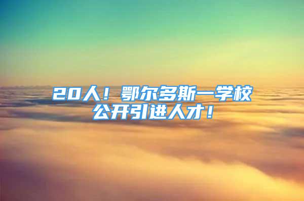 20人！鄂爾多斯一學校公開引進人才！