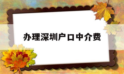 辦理深圳戶口中介費(在深圳辦戶口千萬不要找中介) 大專入戶深圳