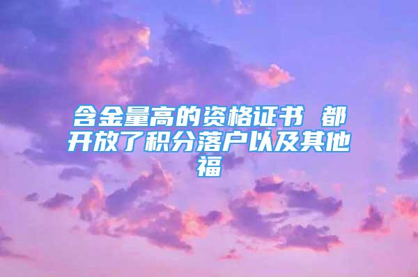 含金量高的資格證書 都開放了積分落戶以及其他福