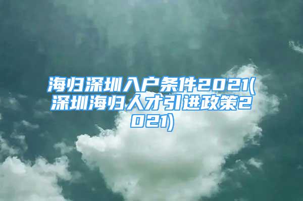 海歸深圳入戶條件2021(深圳海歸人才引進(jìn)政策2021)