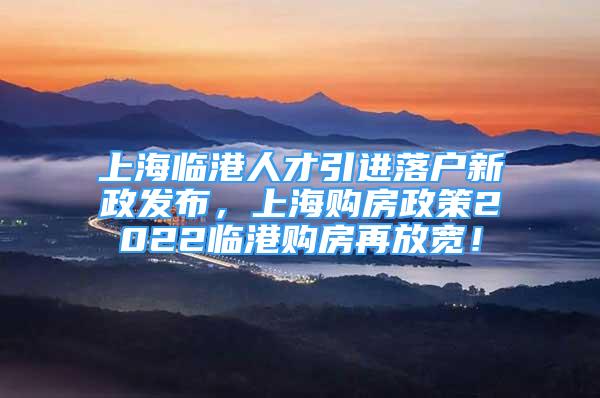 上海臨港人才引進落戶新政發(fā)布，上海購房政策2022臨港購房再放寬！