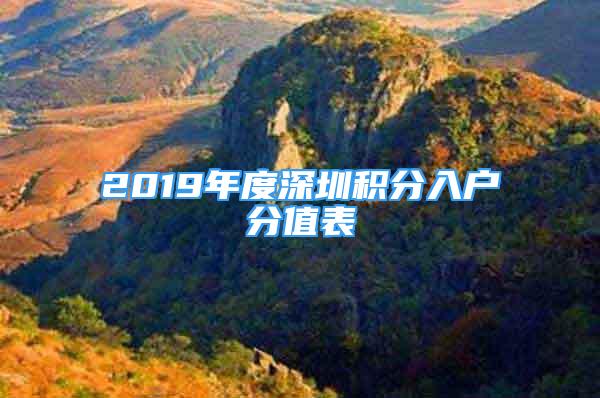 2019年度深圳積分入戶分值表