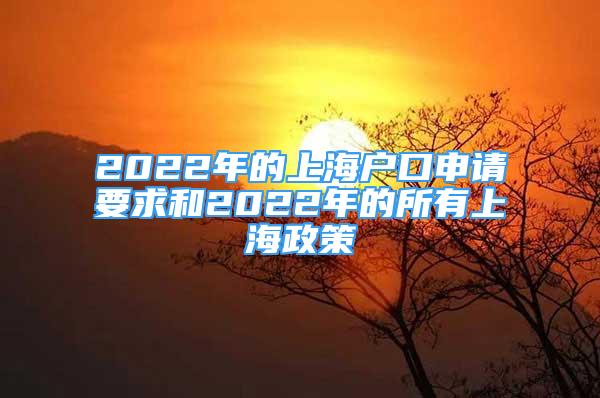 2022年的上海戶口申請要求和2022年的所有上海政策