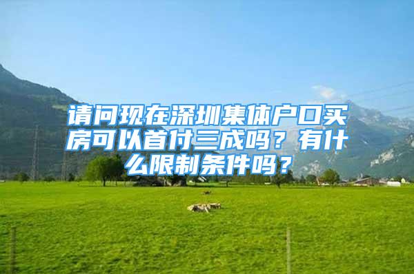 請(qǐng)問現(xiàn)在深圳集體戶口買房可以首付三成嗎？有什么限制條件嗎？