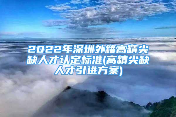 2022年深圳外籍高精尖缺人才認(rèn)定標(biāo)準(zhǔn)(高精尖缺人才引進(jìn)方案)