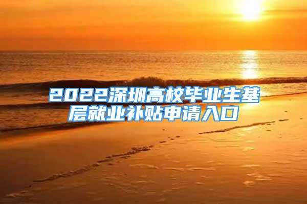 2022深圳高校畢業(yè)生基層就業(yè)補貼申請入口